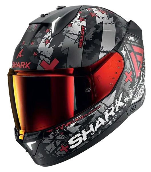 Capacete Shark Skwal I3 Hellcat Preto/ Cinza/ Vermelho Fosco KUR